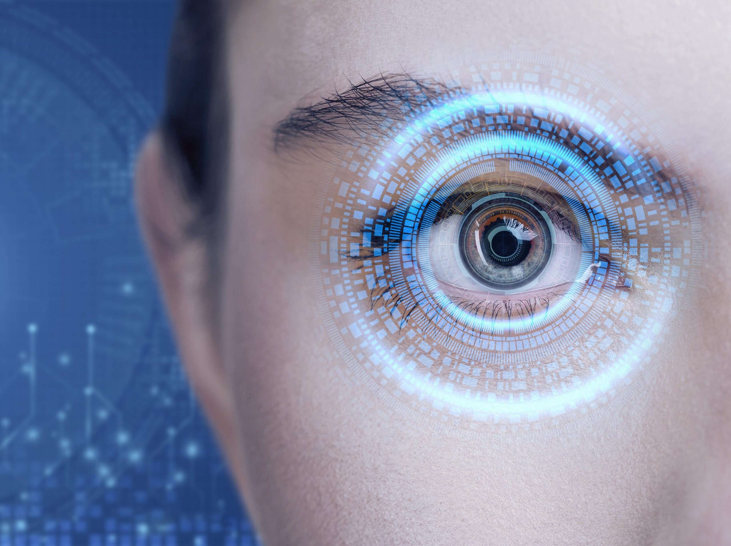close up eye scanning